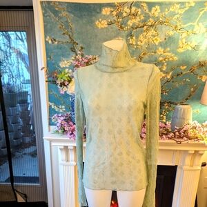 Free People Aquamarine all-over lace turtle neck NWT L.